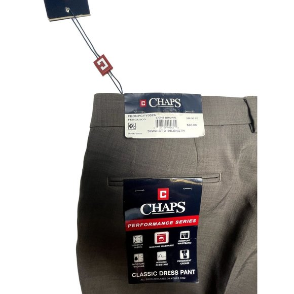 Chaps 36x29 Dress Pants Light Brown - New With Tags - Picture 4 of 4